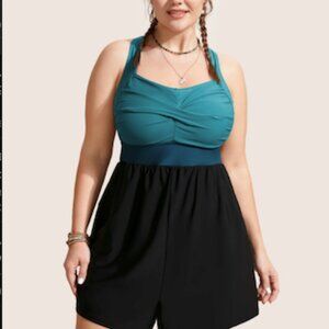 BloomChic Teal and Black One-Piece Swimsuit